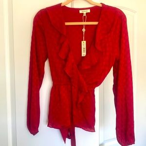 Max Studio Red Long Sleeve Blouse